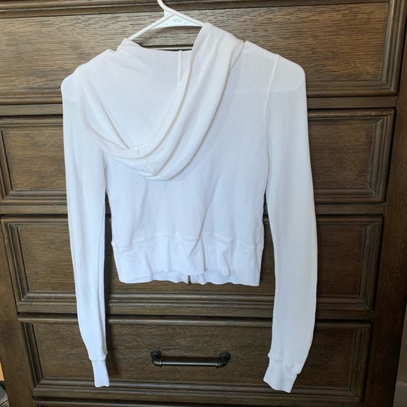 Splendid Waffle Cropped Zip Up Hoodie 